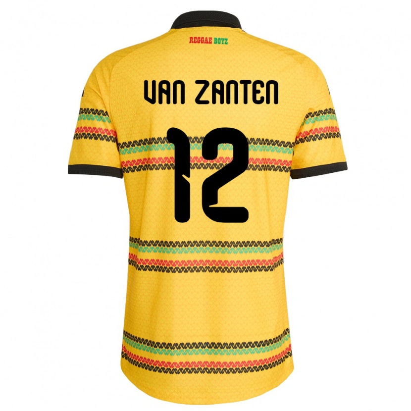 Danxen Män Jamaica Kiki Van Zanten #12 Gul Svart Grön Hemmatröja Matchtröjor 26-28 Tröjor T-Tröja