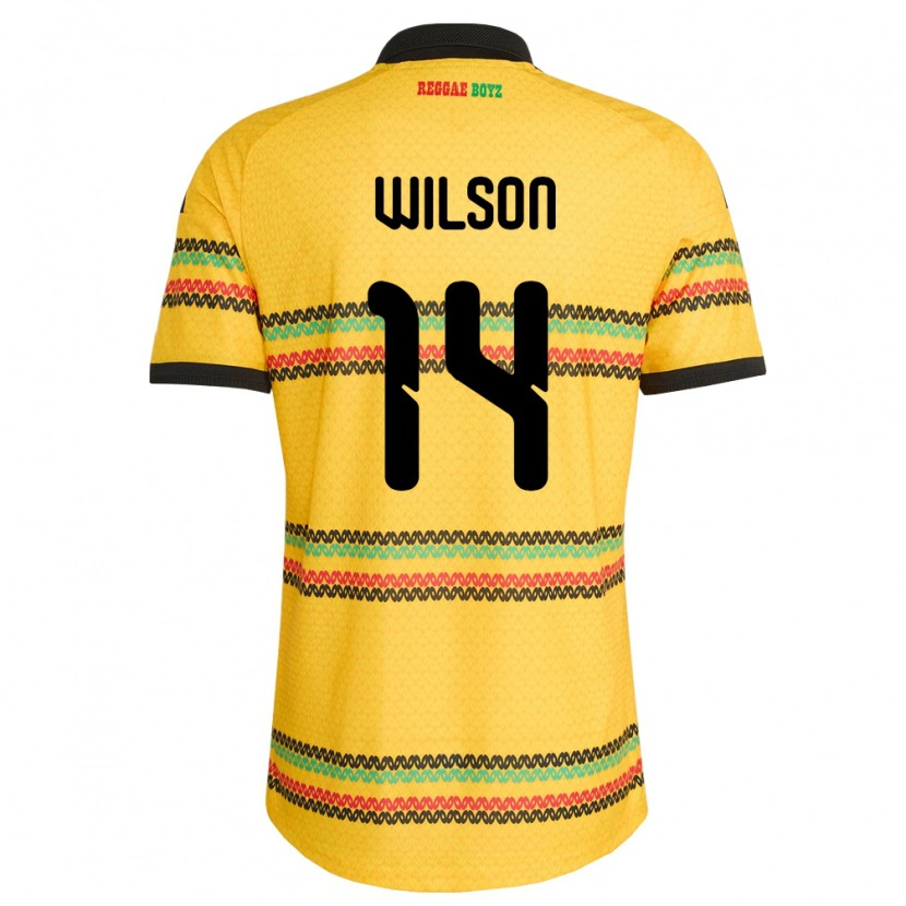 Danxen Män Jamaica Siobhan Wilson #14 Gul Svart Grön Hemmatröja Matchtröjor 26-28 Tröjor T-Tröja