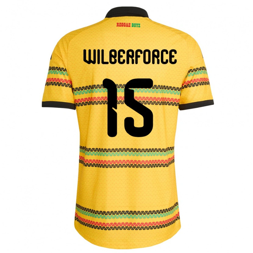 Danxen Män Jamaica Odane Wilberforce #15 Gul Svart Grön Hemmatröja Matchtröjor 26-28 Tröjor T-Tröja