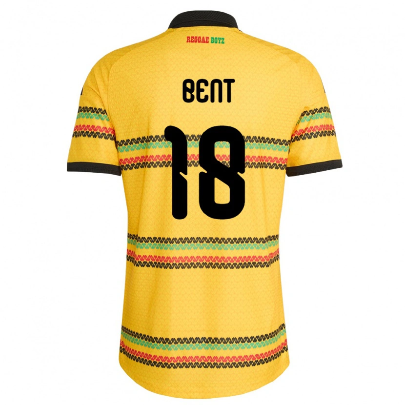 Danxen Män Jamaica Brandon Bent #18 Gul Svart Grön Hemmatröja Matchtröjor 26-28 Tröjor T-Tröja