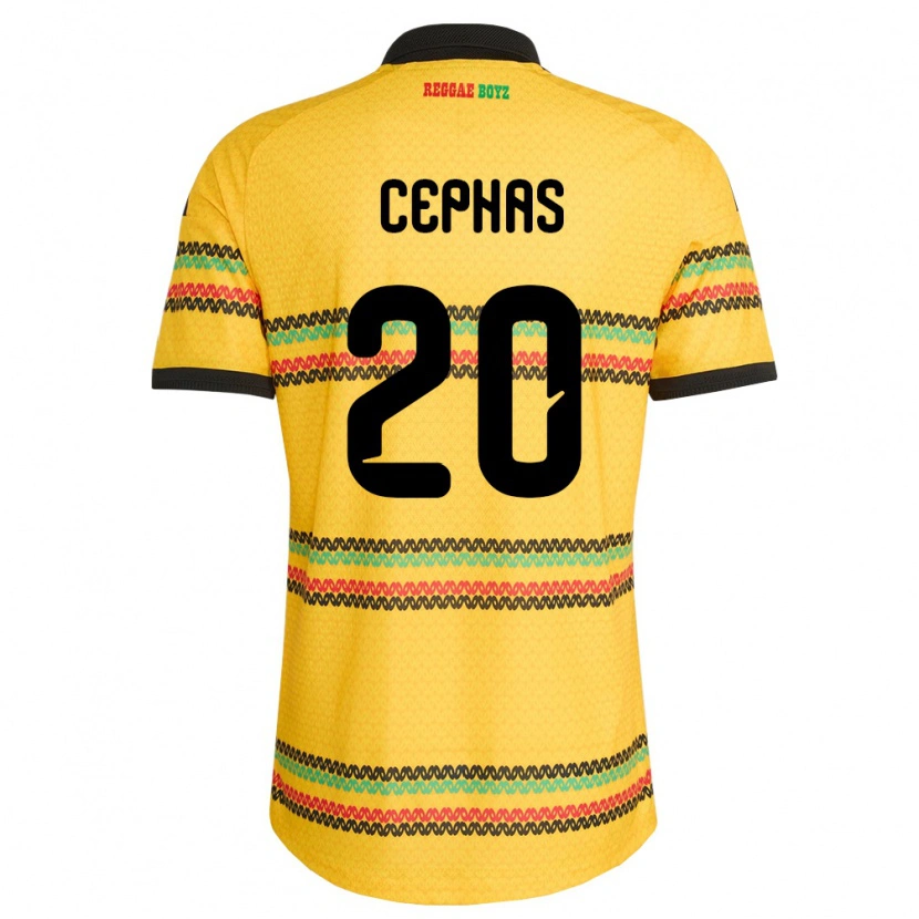 Danxen Män Jamaica Renaldo Cephas #20 Gul Svart Grön Hemmatröja Matchtröjor 26-28 Tröjor T-Tröja