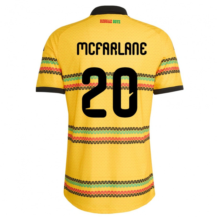 Danxen Män Jamaica Ayden Mcfarlane #20 Gul Svart Grön Hemmatröja Matchtröjor 26-28 Tröjor T-Tröja
