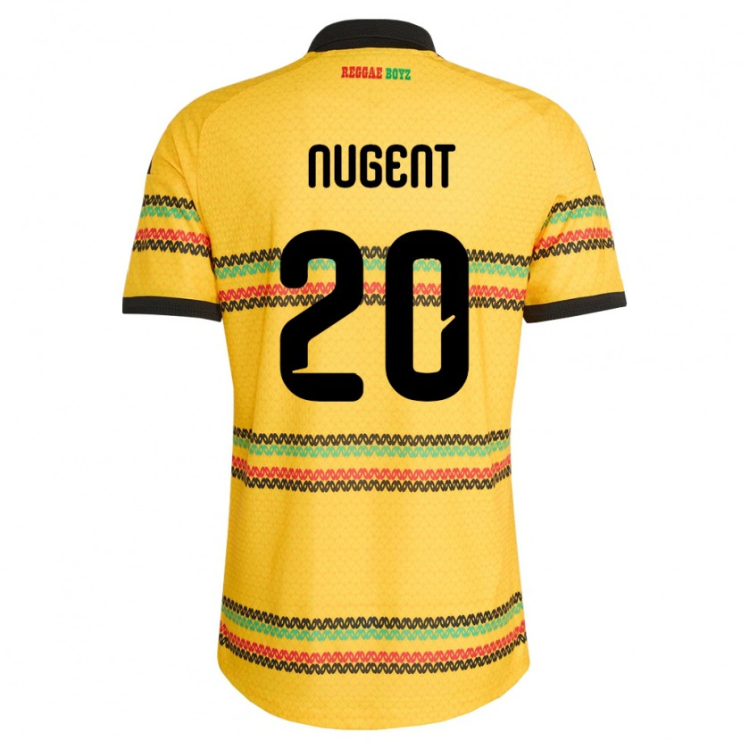 Danxen Män Jamaica Claver Nugent #20 Gul Svart Grön Hemmatröja Matchtröjor 26-28 Tröjor T-Tröja