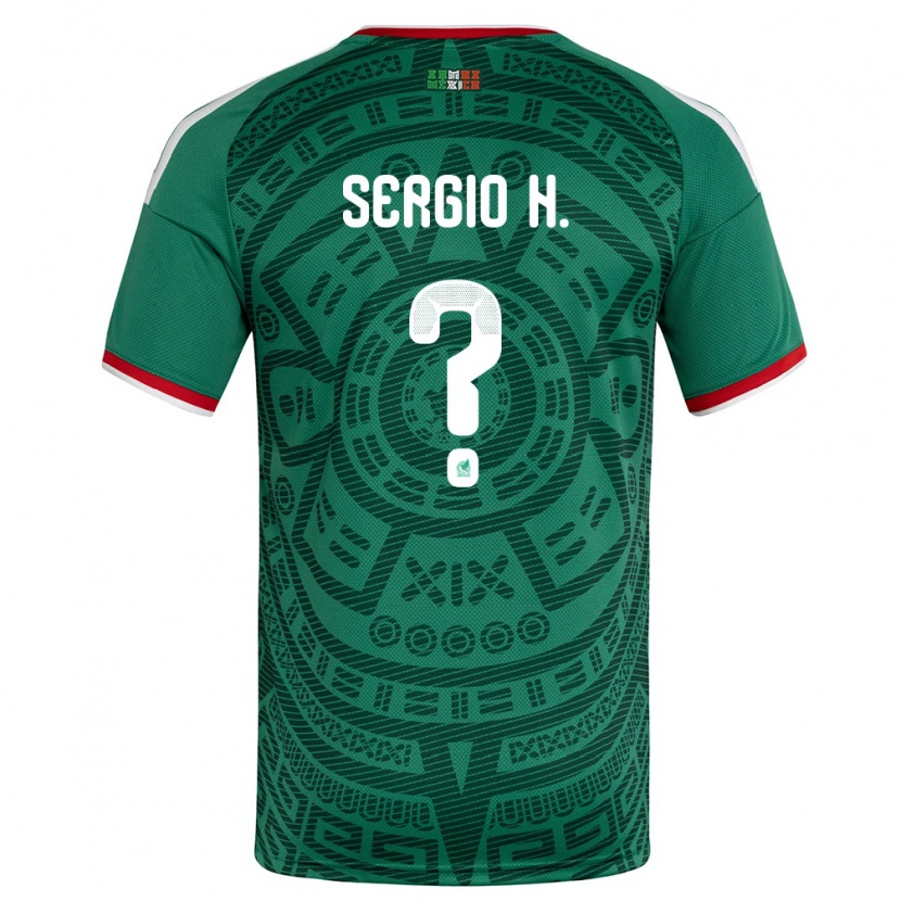 Danxen Män Mexiko Sergio Hernández #0 Grön Vit Röd Hemmatröja Matchtröjor 26-28 Tröjor T-Tröja