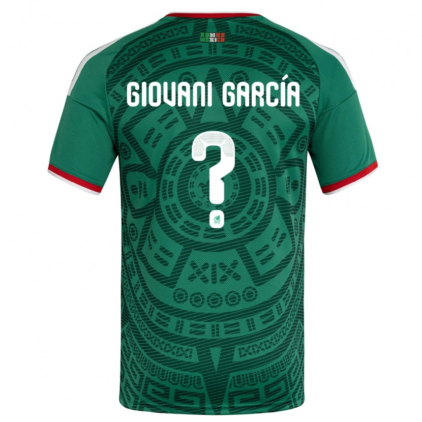 Danxen Män Mexiko Giovani García #0 Grön Vit Röd Hemmatröja Matchtröjor 26-28 Tröjor T-Tröja