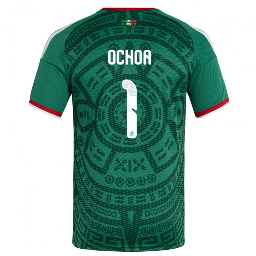 Danxen Män Mexiko Emmanuel Ochoa #1 Grön Vit Röd Hemmatröja Matchtröjor 26-28 Tröjor T-Tröja