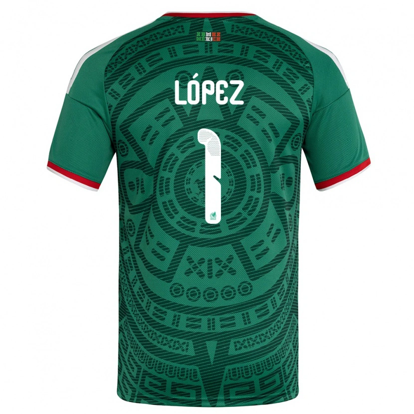Danxen Män Mexiko Santiago López #1 Grön Vit Röd Hemmatröja Matchtröjor 26-28 Tröjor T-Tröja