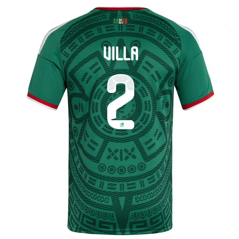 Danxen Män Mexiko Adrián Villa #2 Grön Vit Röd Hemmatröja Matchtröjor 26-28 Tröjor T-Tröja