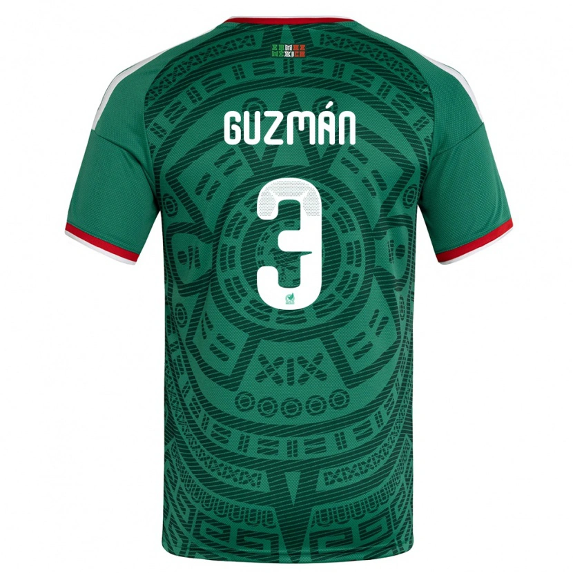 Danxen Män Mexiko Victor Guzman #3 Grön Vit Röd Hemmatröja Matchtröjor 26-28 Tröjor T-Tröja