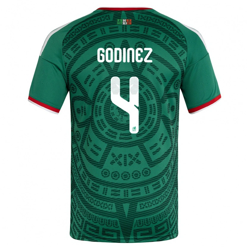 Danxen Män Mexiko André Godinez #4 Grön Vit Röd Hemmatröja Matchtröjor 26-28 Tröjor T-Tröja