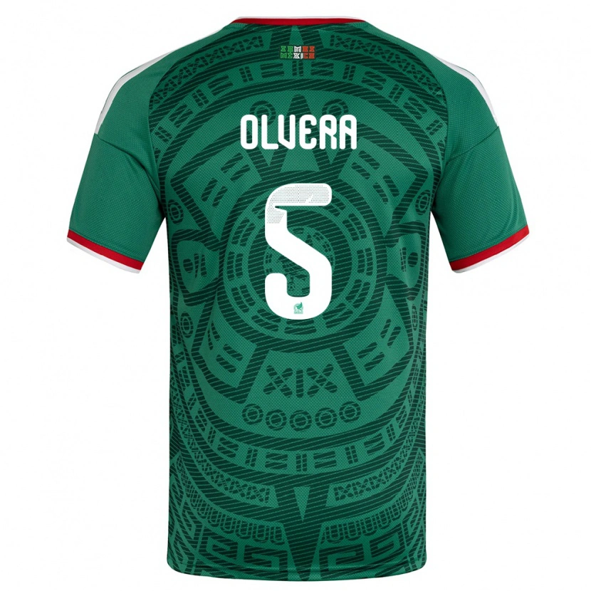 Danxen Män Mexiko Ian Olvera #5 Grön Vit Röd Hemmatröja Matchtröjor 26-28 Tröjor T-Tröja