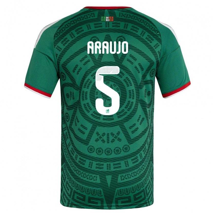Danxen Män Mexiko Julian Araujo #5 Grön Vit Röd Hemmatröja Matchtröjor 26-28 Tröjor T-Tröja