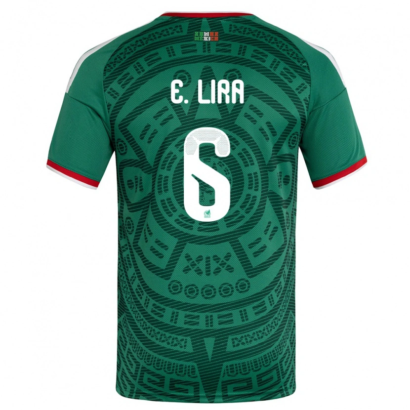 Danxen Män Mexiko Érik Lira #6 Grön Vit Röd Hemmatröja Matchtröjor 26-28 Tröjor T-Tröja