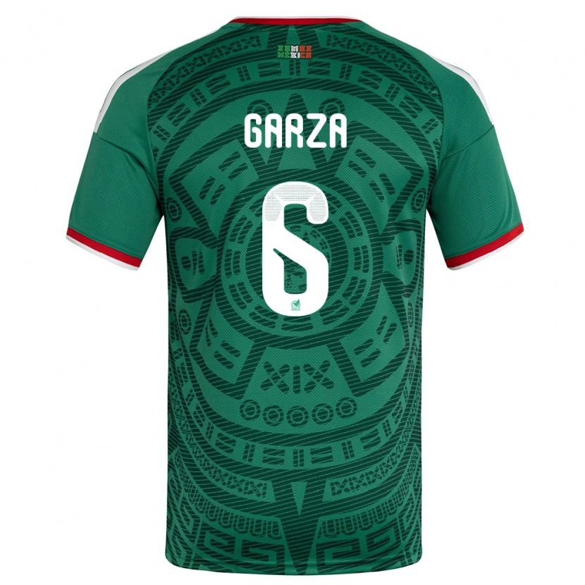 Danxen Män Mexiko César Garza #6 Grön Vit Röd Hemmatröja Matchtröjor 26-28 Tröjor T-Tröja