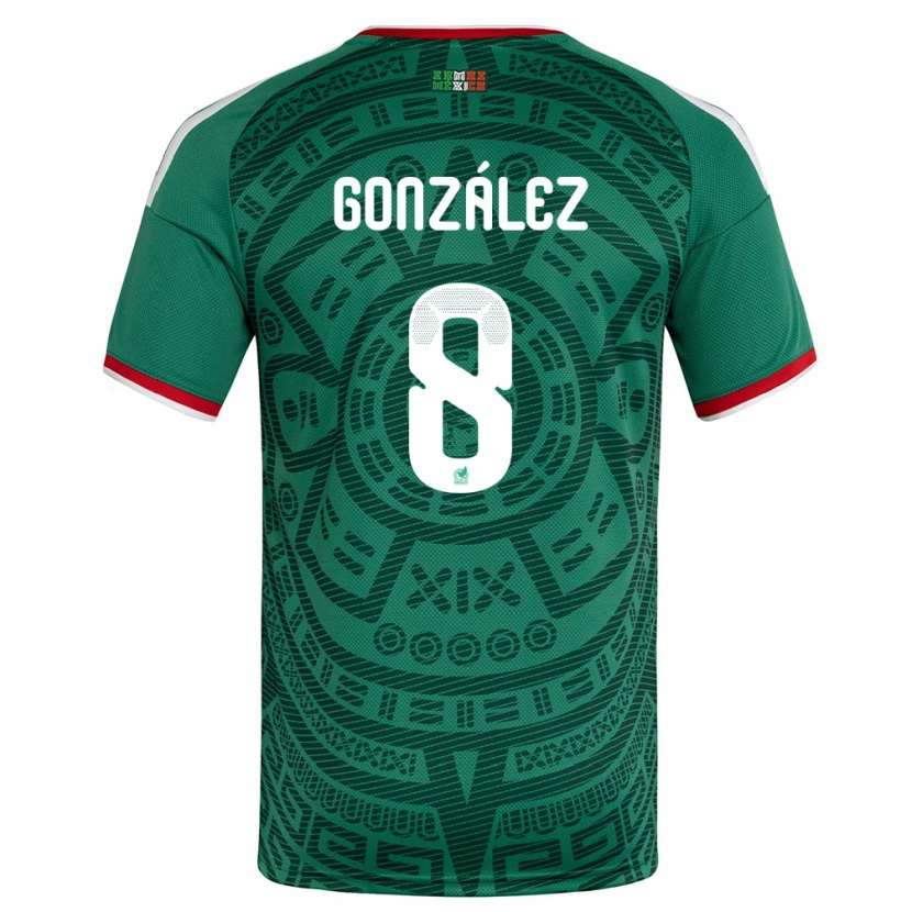 Danxen Män Mexiko Ricardo González #8 Grön Vit Röd Hemmatröja Matchtröjor 26-28 Tröjor T-Tröja