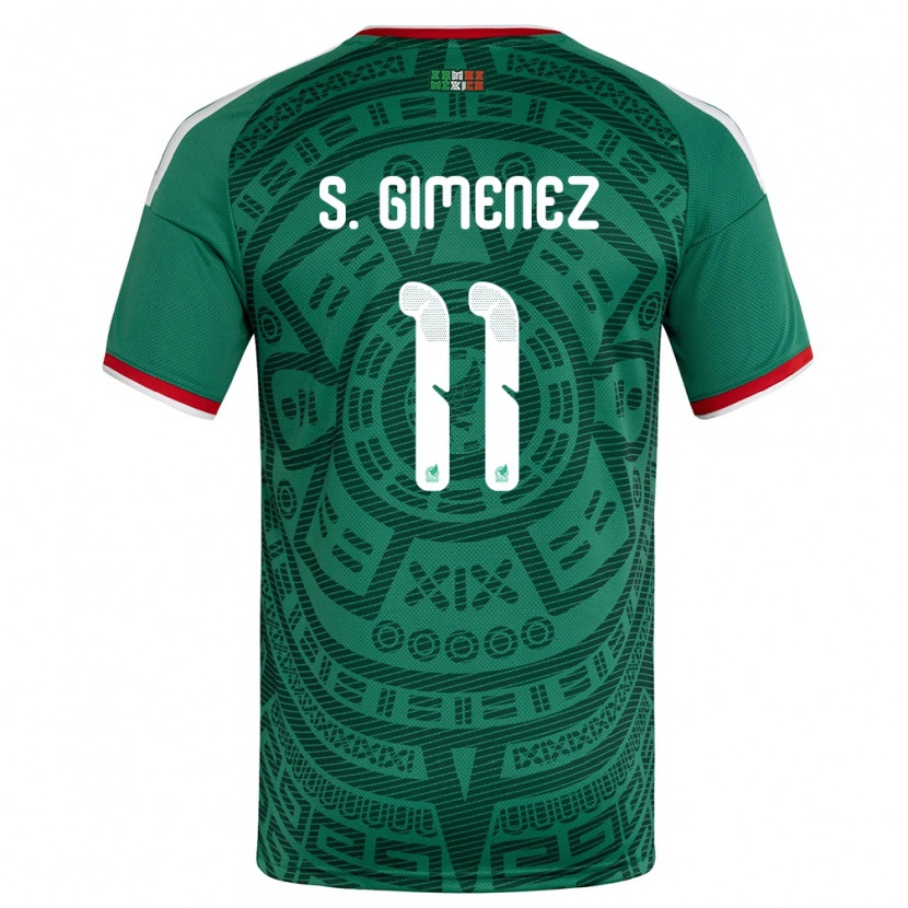 Danxen Män Mexiko Santiago Gimenez #11 Grön Vit Röd Hemmatröja Matchtröjor 26-28 Tröjor T-Tröja
