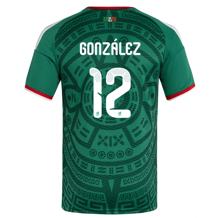 Danxen Män Mexiko Itzel Gonzalez #12 Grön Vit Röd Hemmatröja Matchtröjor 26-28 Tröjor T-Tröja