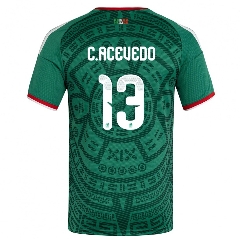 Danxen Män Mexiko Carlos Acevedo #13 Grön Vit Röd Hemmatröja Matchtröjor 26-28 Tröjor T-Tröja