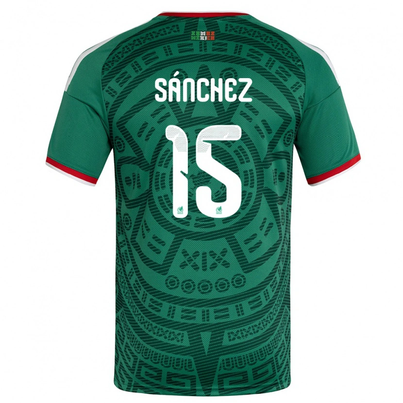 Danxen Män Mexiko Eliud Sánchez #15 Grön Vit Röd Hemmatröja Matchtröjor 26-28 Tröjor T-Tröja