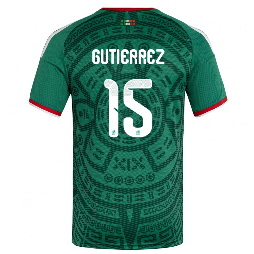 Danxen Män Mexiko Alexis Gutiérrez #15 Grön Vit Röd Hemmatröja Matchtröjor 26-28 Tröjor T-Tröja