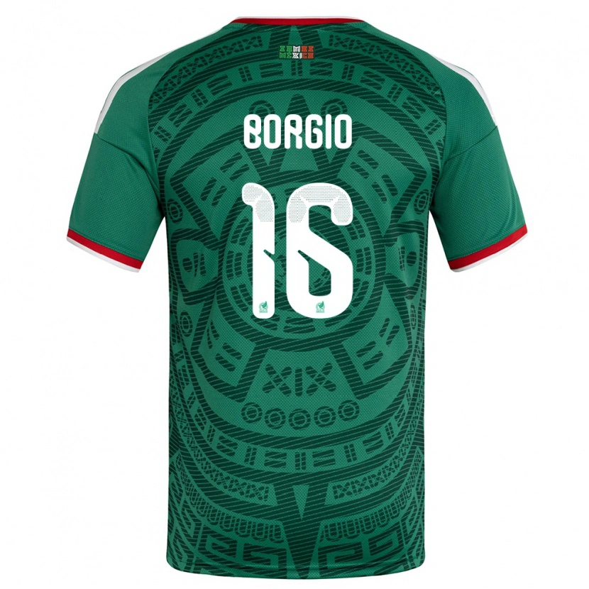 Danxen Män Mexiko Íñigo Borgio #16 Grön Vit Röd Hemmatröja Matchtröjor 26-28 Tröjor T-Tröja