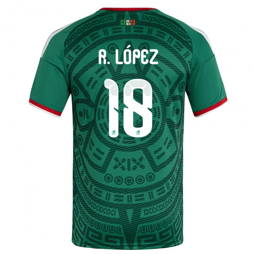 Danxen Män Mexiko Rodrigo López #18 Grön Vit Röd Hemmatröja Matchtröjor 26-28 Tröjor T-Tröja