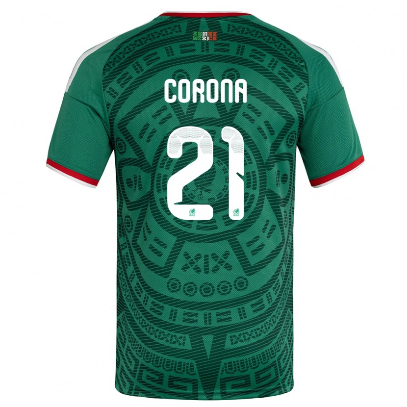 Danxen Män Mexiko José Corona #21 Grön Vit Röd Hemmatröja Matchtröjor 26-28 Tröjor T-Tröja