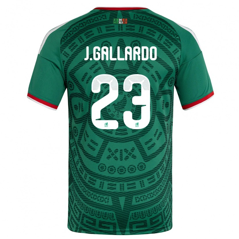 Danxen Män Mexiko Jesús Gallardo #23 Grön Vit Röd Hemmatröja Matchtröjor 26-28 Tröjor T-Tröja