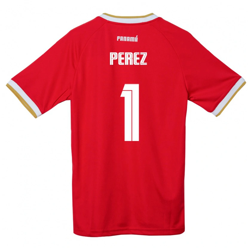 Danxen Män Panama Miguel Pérez #1 Röd Brun Vit Hemmatröja Matchtröjor 26-28 Tröjor T-Tröja