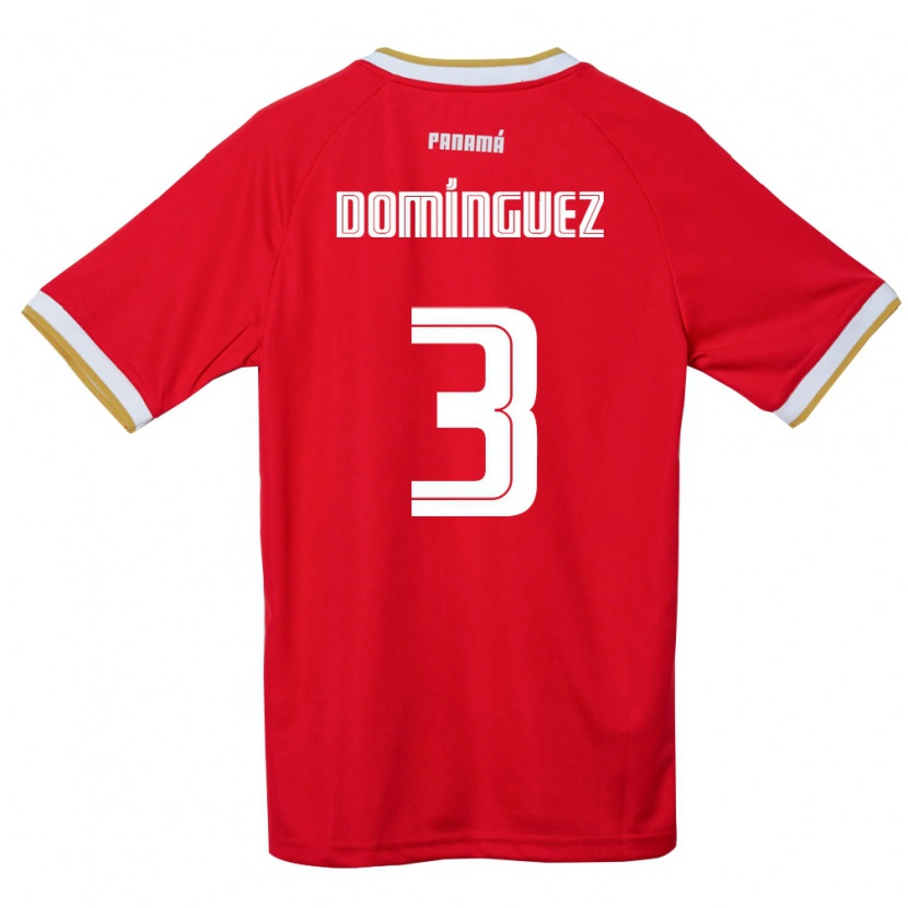 Danxen Män Panama Stephen Domínguez #3 Röd Brun Vit Hemmatröja Matchtröjor 26-28 Tröjor T-Tröja