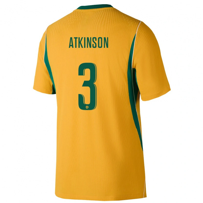Danxen Män Australien Nathaniel Atkinson #3 Gul Grön Hemmatröja Matchtröjor 26-28 Tröjor T-Tröja