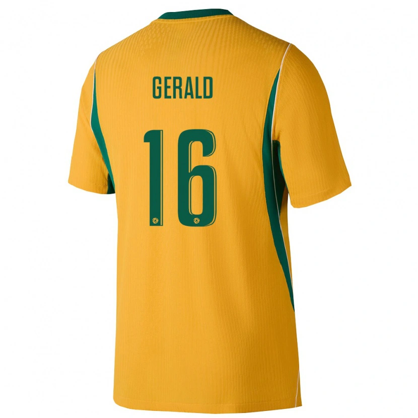 Danxen Män Australien Akeem Gerald #16 Gul Grön Hemmatröja Matchtröjor 26-28 Tröjor T-Tröja