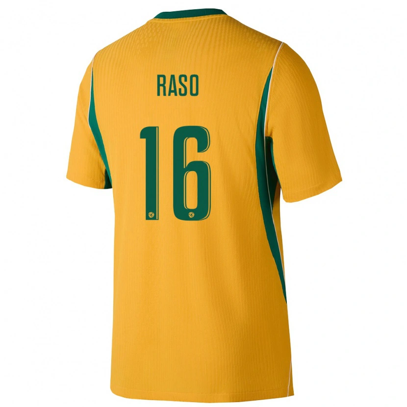 Danxen Män Australien Hayley Raso #16 Gul Grön Hemmatröja Matchtröjor 26-28 Tröjor T-Tröja