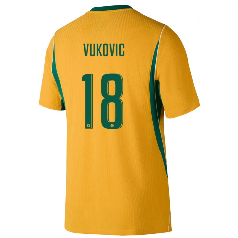 Danxen Män Australien Danny Vukovic #18 Gul Grön Hemmatröja Matchtröjor 26-28 Tröjor T-Tröja