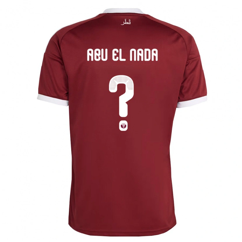 Danxen Män Qatar Mahmoud Abu El Nada #0 Röd Burgund Vit Hemmatröja Matchtröjor 26-28 Tröjor T-Tröja