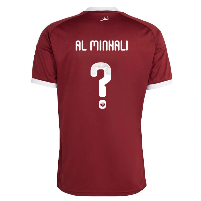 Danxen Män Qatar Ahmad Al Minhali #0 Röd Burgund Vit Hemmatröja Matchtröjor 26-28 Tröjor T-Tröja