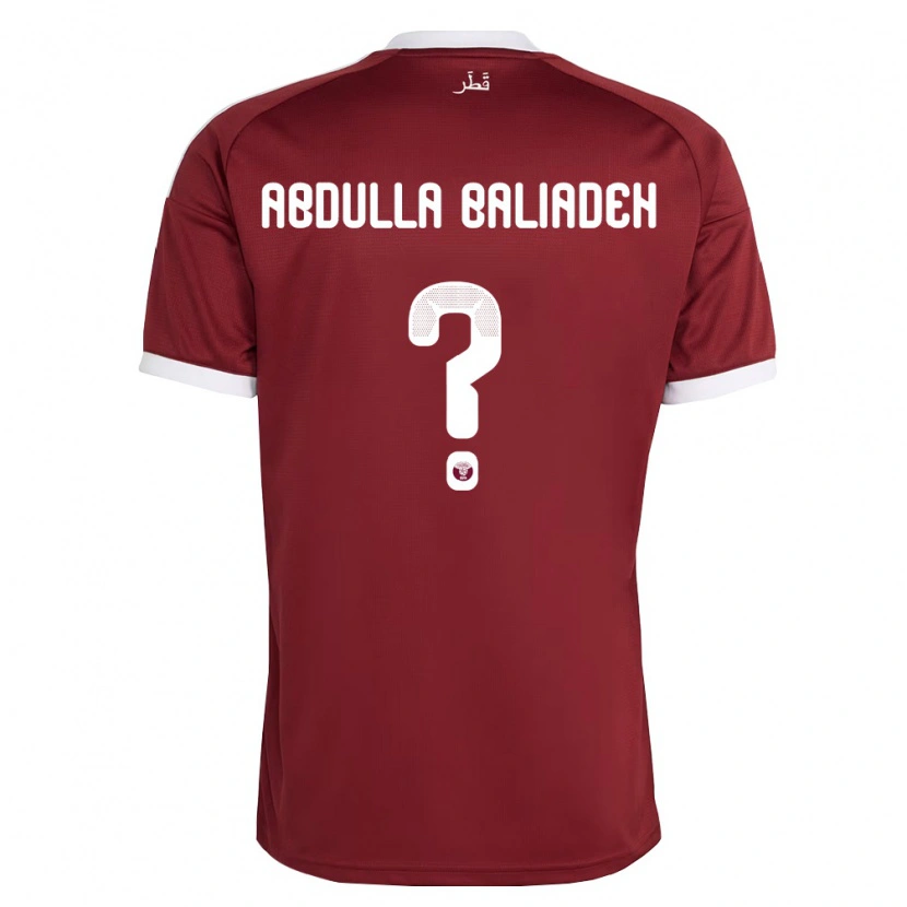 Danxen Män Qatar Yousef Abdulla Baliadeh #0 Röd Burgund Vit Hemmatröja Matchtröjor 26-28 Tröjor T-Tröja