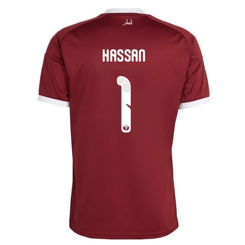Danxen Män Qatar Amir Hassan #1 Röd Burgund Vit Hemmatröja Matchtröjor 26-28 Tröjor T-Tröja
