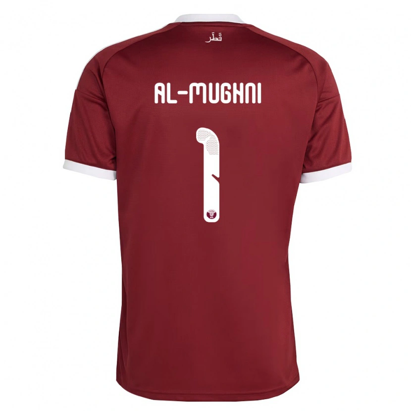 Danxen Män Qatar Tamim Al-Mughni #1 Röd Burgund Vit Hemmatröja Matchtröjor 26-28 Tröjor T-Tröja