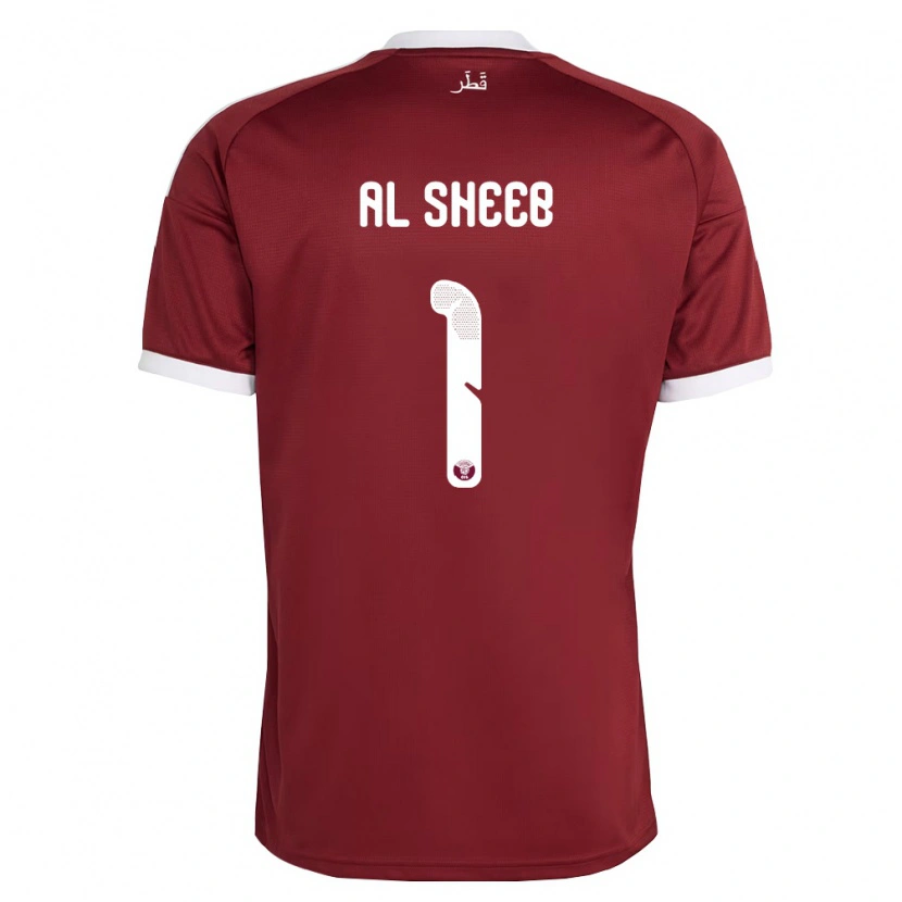 Danxen Män Qatar Saad Al Sheeb #1 Röd Burgund Vit Hemmatröja Matchtröjor 26-28 Tröjor T-Tröja