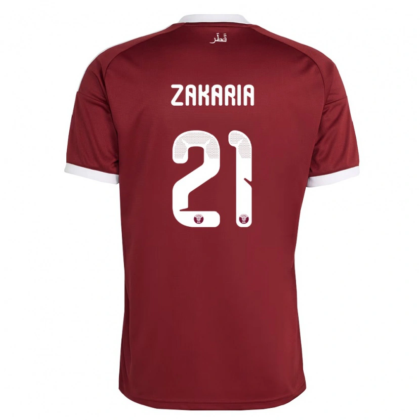 Danxen Män Qatar Salah Zakaria #21 Röd Burgund Vit Hemmatröja Matchtröjor 26-28 Tröjor T-Tröja