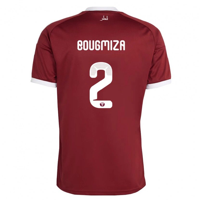 Danxen Män Qatar Rami Bougmiza #2 Röd Burgund Vit Hemmatröja Matchtröjor 26-28 Tröjor T-Tröja