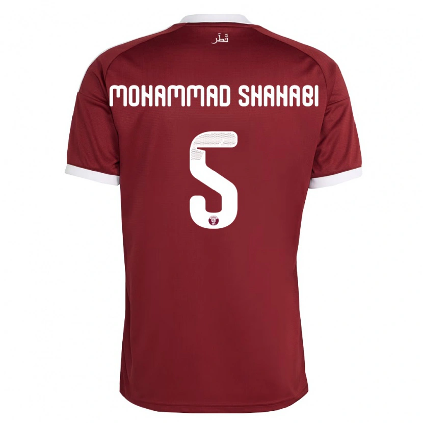 Danxen Män Qatar Ali Mohammad Shahabi #5 Röd Burgund Vit Hemmatröja Matchtröjor 26-28 Tröjor T-Tröja