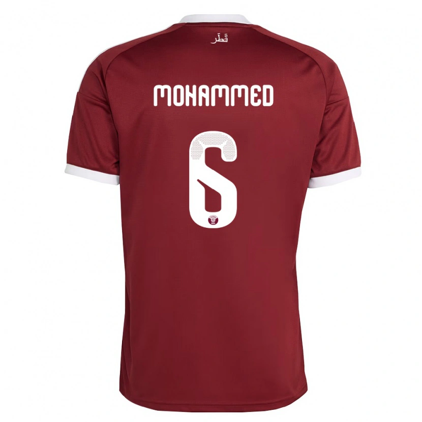 Danxen Män Qatar Abdulaziz Mohammed #6 Röd Burgund Vit Hemmatröja Matchtröjor 26-28 Tröjor T-Tröja