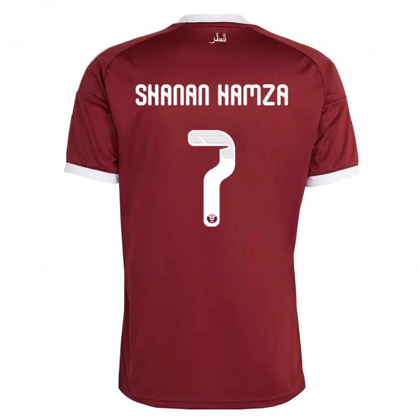 Danxen Män Qatar Mubarak Shanan Hamza #7 Röd Burgund Vit Hemmatröja Matchtröjor 26-28 Tröjor T-Tröja