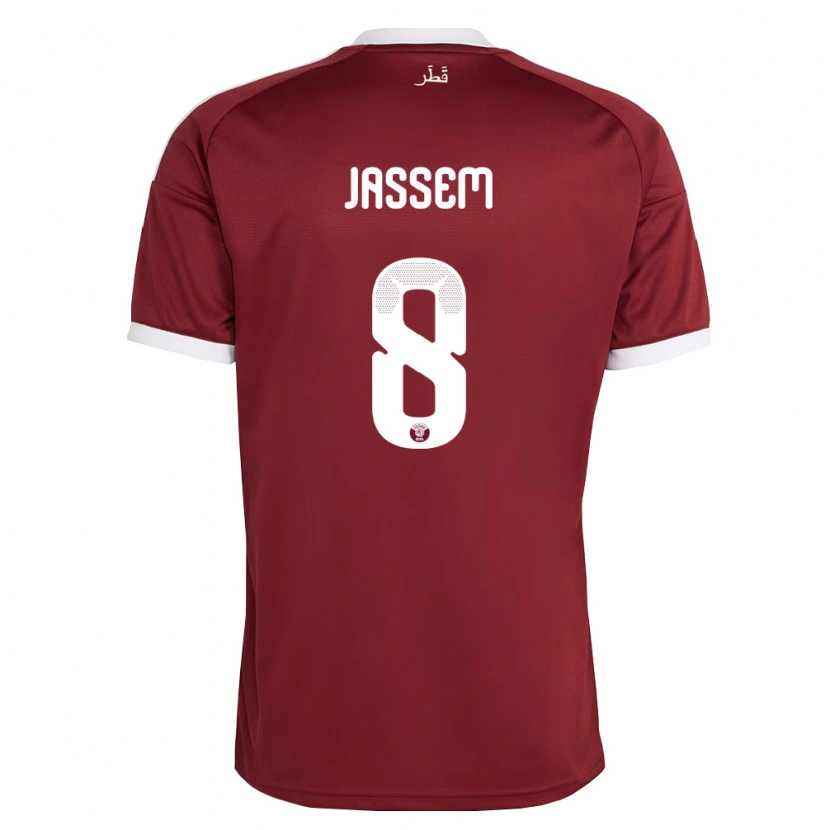 Danxen Män Qatar Jassem Gaber #8 Röd Burgund Vit Hemmatröja Matchtröjor 26-28 Tröjor T-Tröja