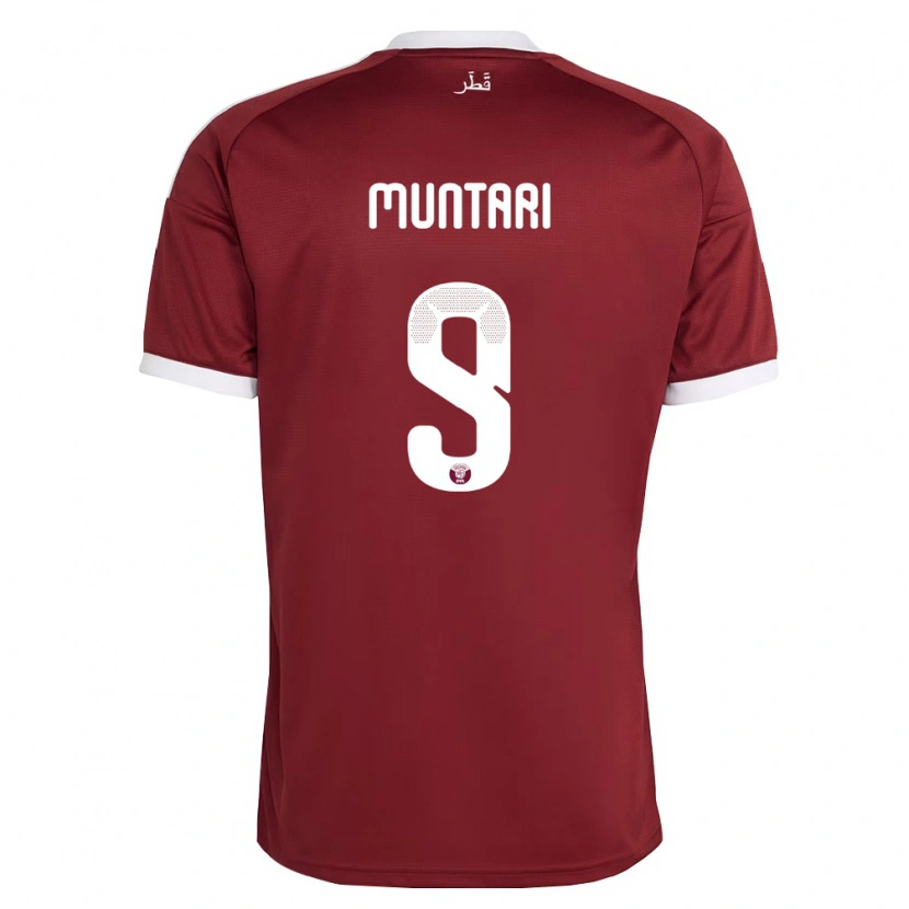 Danxen Män Qatar Mohammed Muntari #9 Röd Burgund Vit Hemmatröja Matchtröjor 26-28 Tröjor T-Tröja