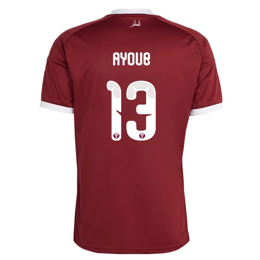 Danxen Män Qatar Ayoub Al-Oui #13 Röd Burgund Vit Hemmatröja Matchtröjor 26-28 Tröjor T-Tröja