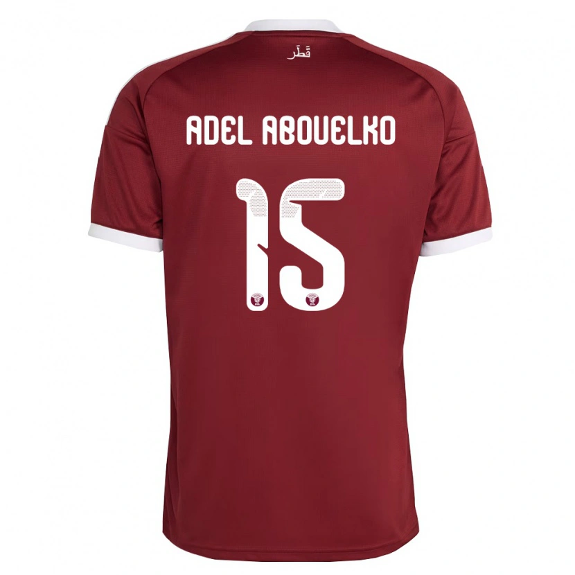 Danxen Män Qatar Ahmed Adel Abouelko #15 Röd Burgund Vit Hemmatröja Matchtröjor 26-28 Tröjor T-Tröja