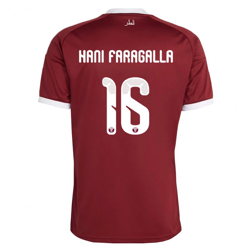 Danxen Män Qatar Mohamed Hani Faragalla #16 Röd Burgund Vit Hemmatröja Matchtröjor 26-28 Tröjor T-Tröja